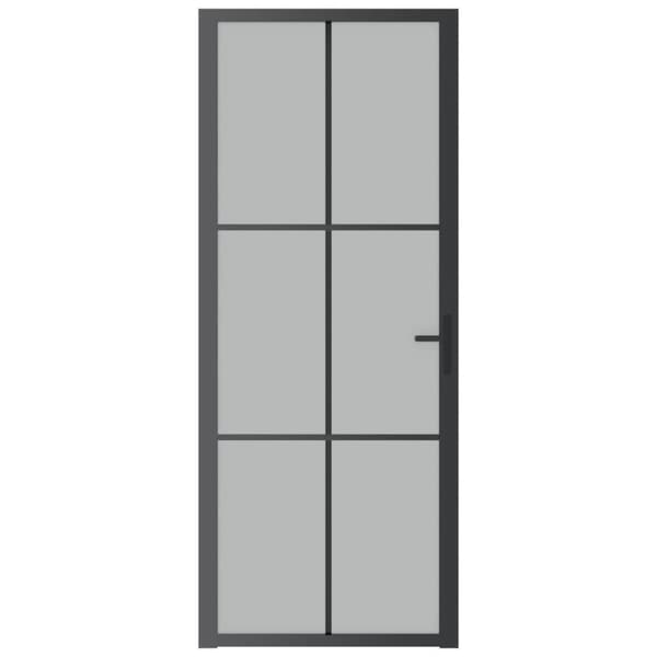 Innerdörr 83x201,5 cm svart matt glas och aluminium