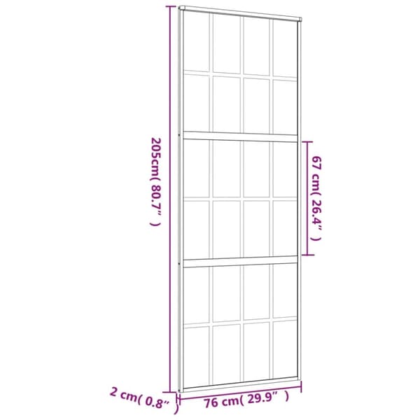 skydedør 76x205 cm klart sikkerhedsglas og aluminium guldfarvet