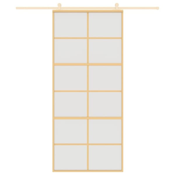 skydedør 90x205 cm matteret sikkerhedsglas og aluminium gylden