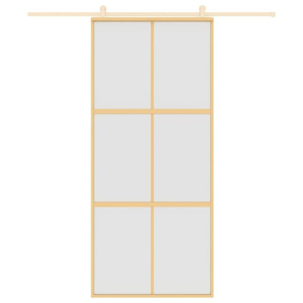 skydedør 90x205 cm matteret sikkerhedsglas og aluminium gylden
