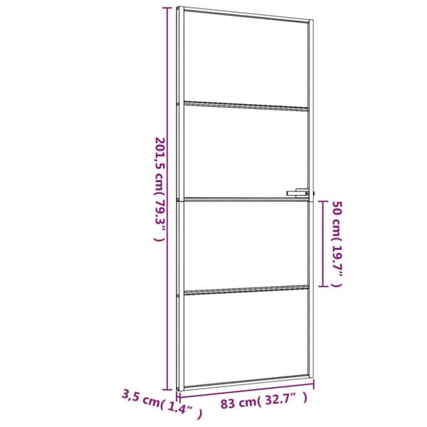 dør 83x201,5 cm hærdet glas og aluminium sort