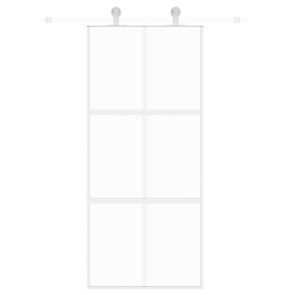 skydedør 90x205 cm hærdet glas og aluminium hvid