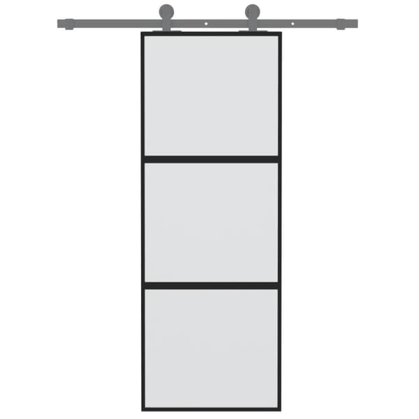 skydedør 76x205 cm hærdet glas og aluminium sort
