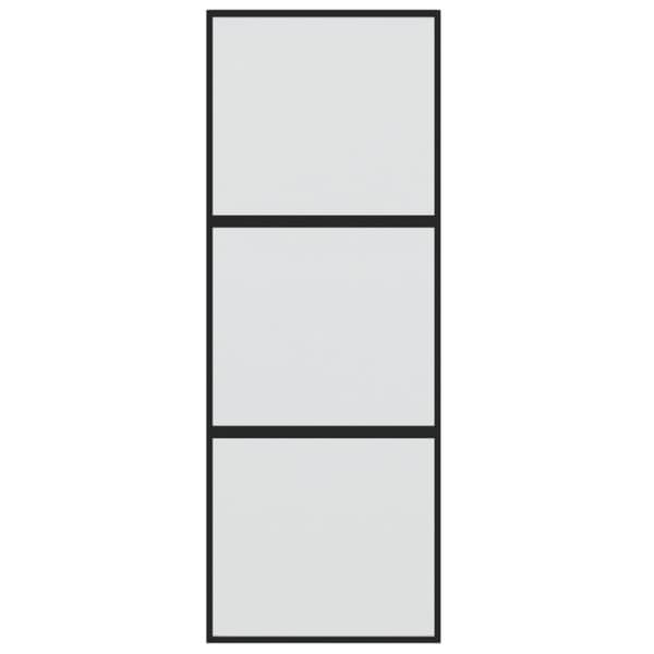 skydedør 76x205 cm hærdet glas og aluminium sort