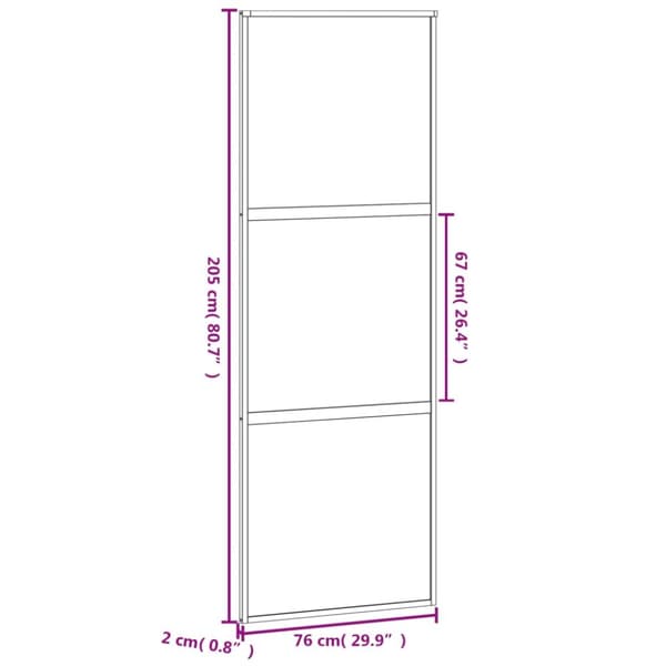 skydedør 76x205 cm hærdet glas og aluminium sort