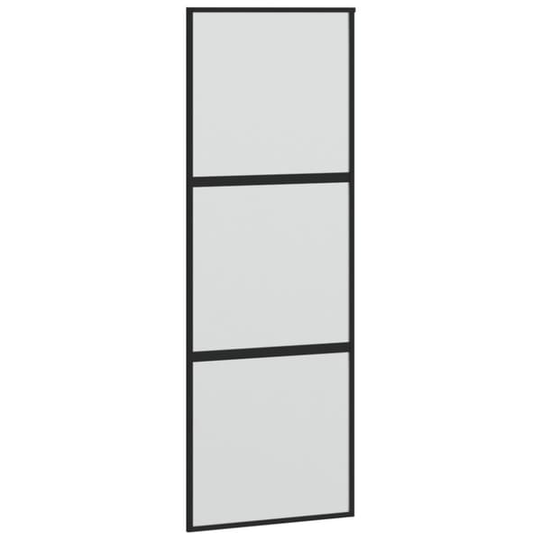 skydedør 76x205 cm hærdet glas og aluminium sort