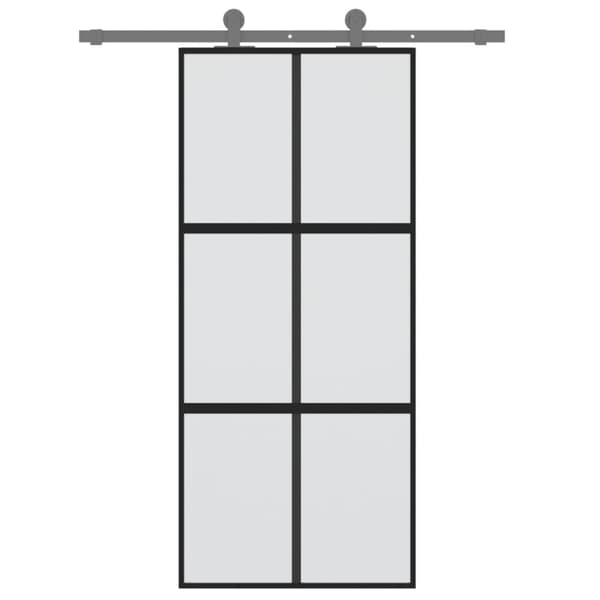 skydedør 90x205 cm hærdet glas og aluminium sort