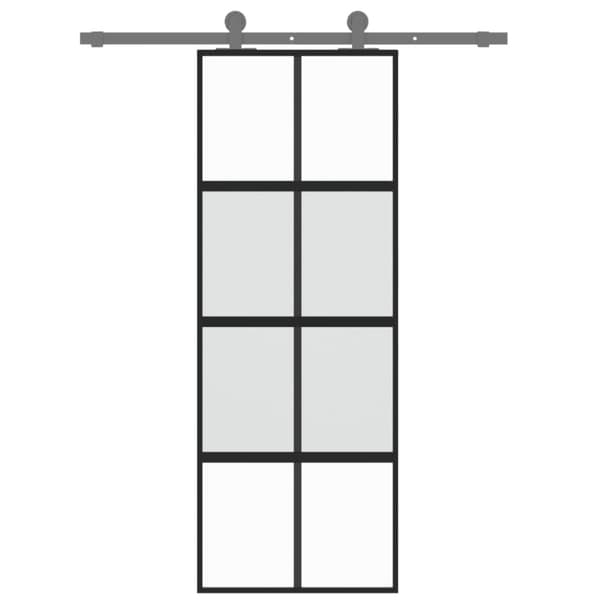skydedør 76x205 cm hærdet glas og aluminium sort