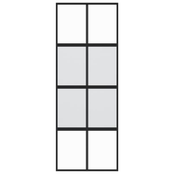 skydedør 76x205 cm hærdet glas og aluminium sort