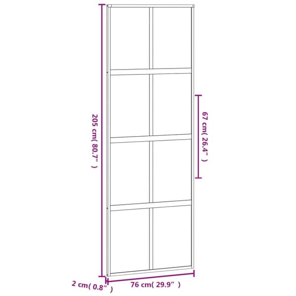 skydedør 76x205 cm hærdet glas og aluminium sort