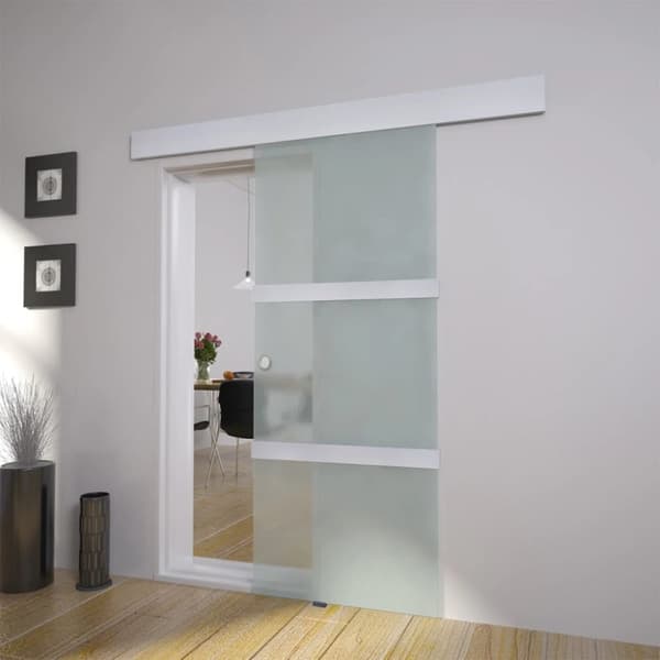 vidaXL skydedør glas og aluminium 178 cm sølvfarvet - Døre
