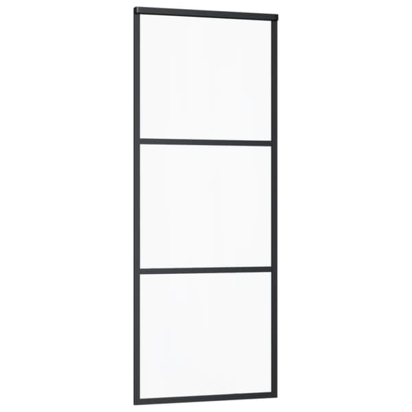vidaXL skydedør 76x205 cm sikkerhedsglas og aluminium sort -  Døre
