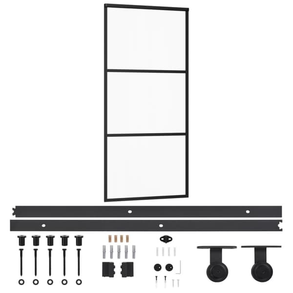 vidaXL skydedør m. monteringssæt 90x205 cm sikkerhedsglas og aluminium -  Døre