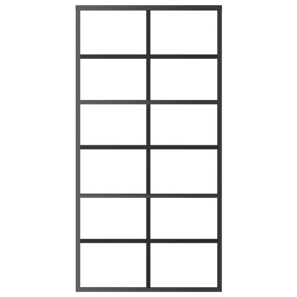 vidaXL skydedør 102x205 cm sikkerhedsglas og aluminium  sort -  Døre