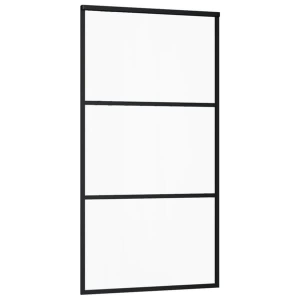 vidaXL skydedør 102x205 cm sikkerhedsglas og aluminium  sort -  Døre