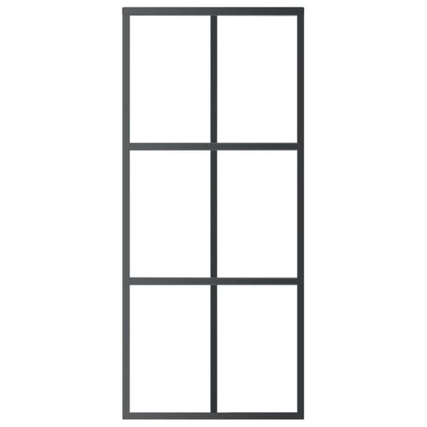 vidaXL skydedør 90x205 cm sikkerhedsglas og aluminium sort -  Døre