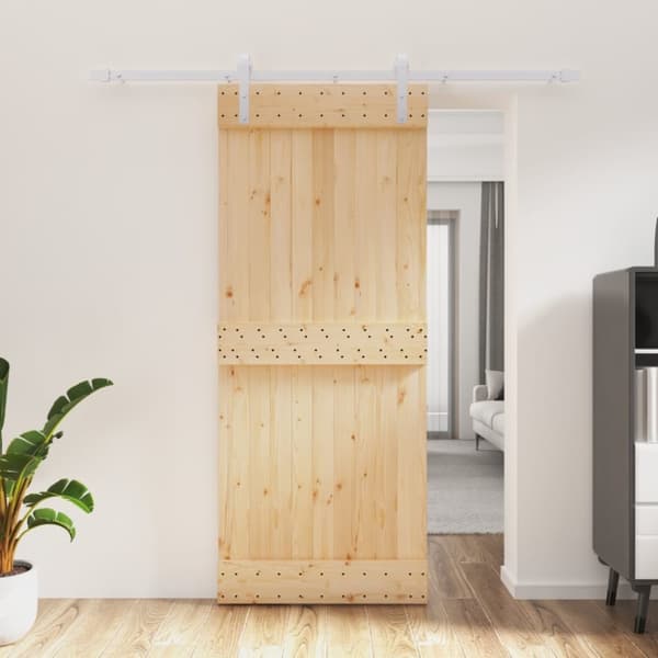 vidaXL skydedør med monteringssæt 85x210 cm massivt fyrretræ -  Døre