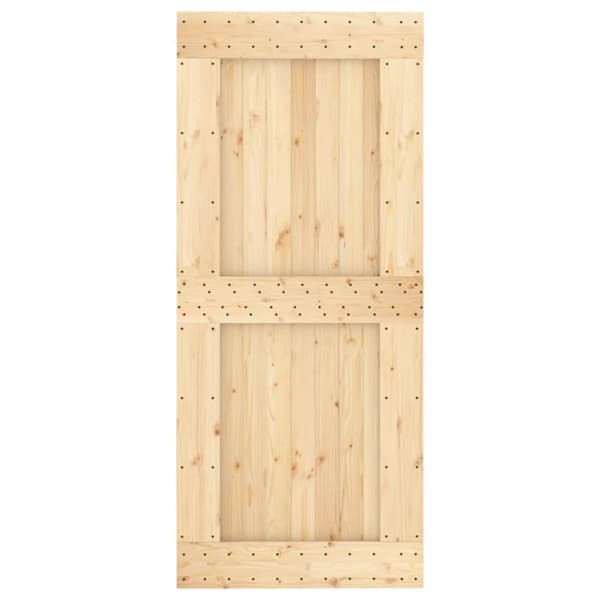 vidaXL Skjutdörr med beslag 90x210 cm massiv furu - Dörrar