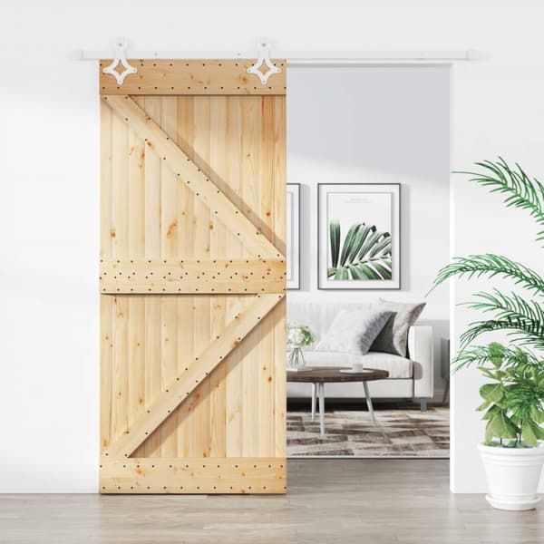 vidaXL Skjutdörr med beslag 90x210 cm massiv furu - Dörrar