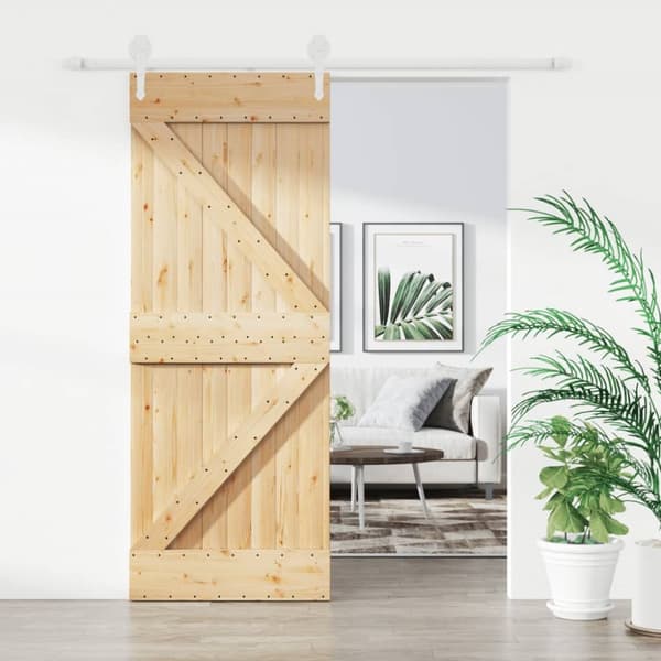 vidaXL skydedør med monteringssæt 80x210 cm massivt fyrretræ - Døre
