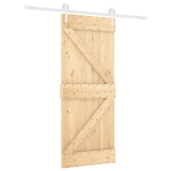 vidaXL Skjutdörr med beslag 85x210 cm massiv furu - Dörrar