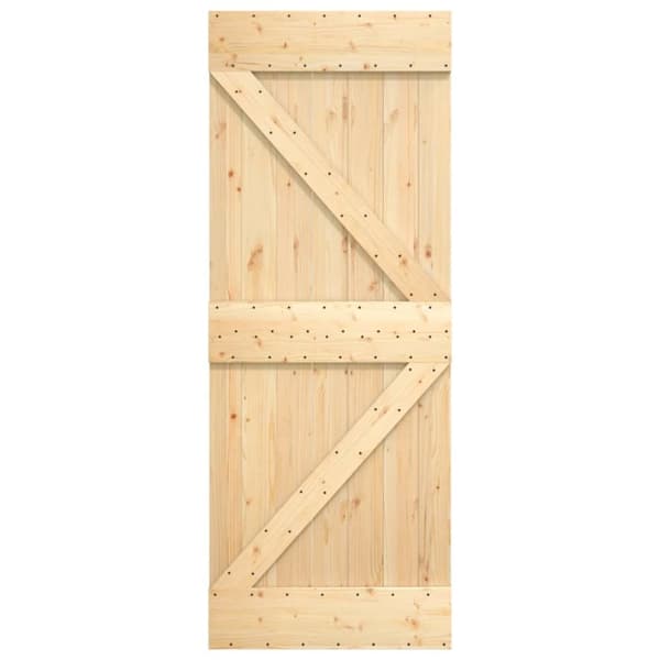 vidaXL Skjutdörr med beslag 85x210 cm massiv furu - Dörrar