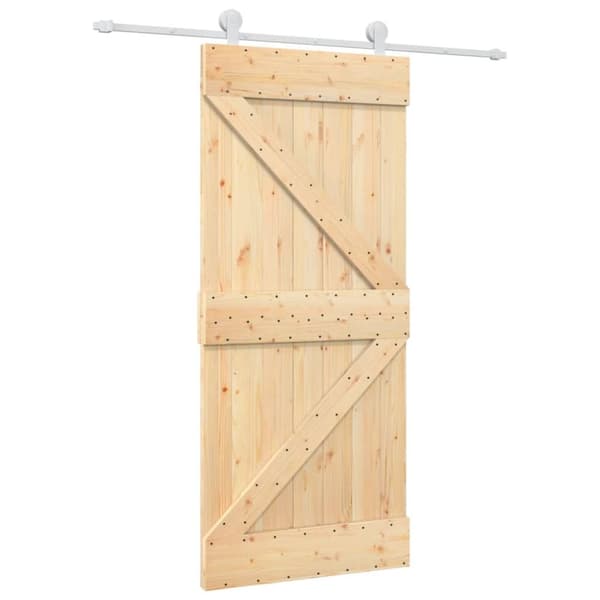 vidaXL skydedør med monteringssæt 90x210 cm massivt fyrretræ -  Døre
