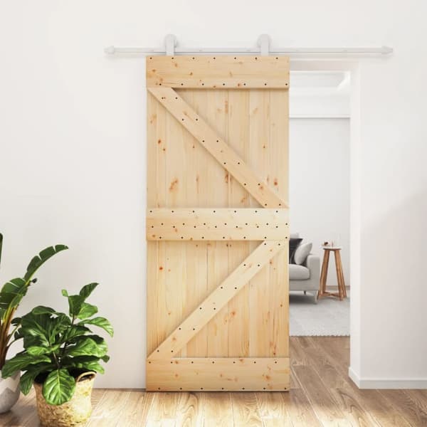 vidaXL skydedør med monteringssæt 90x210 cm massivt fyrretræ -  Døre