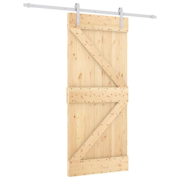 vidaXL skydedør med monteringssæt 90x210 cm massivt fyrretræ -  Døre