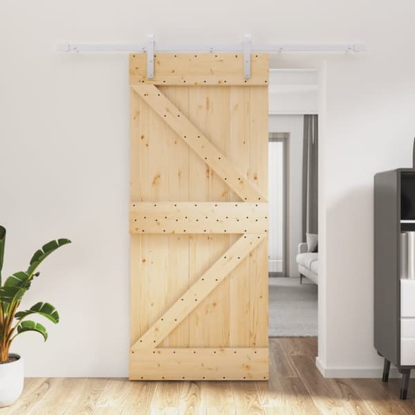 vidaXL skydedør med monteringssæt 90x210 cm massivt fyrretræ -  Døre