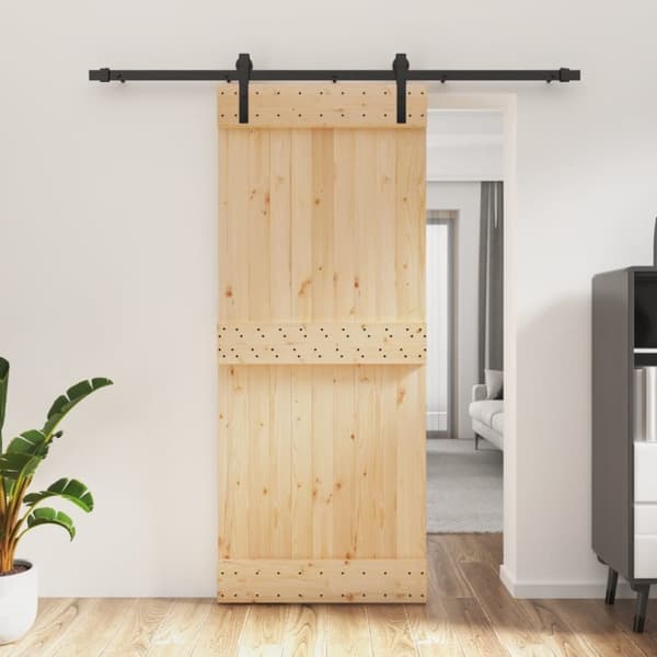 vidaXL skydedør med monteringssæt 85x210 cm massivt fyrretræ -  Døre
