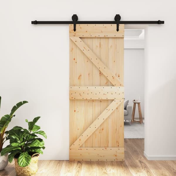 vidaXL skydedør med monteringssæt 85x210 cm massivt fyrretræ -  Døre