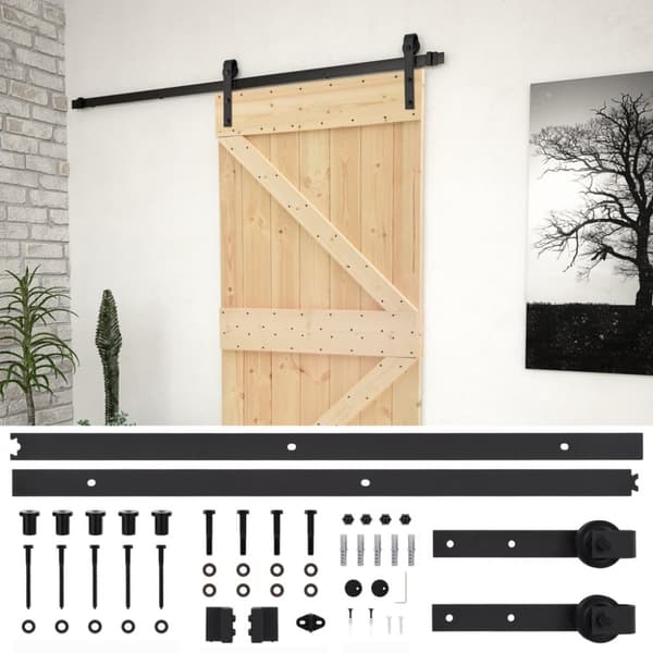 The Living Store skydedør med monteringssæt 80x210 cm massivt fyrretræ -  Døre