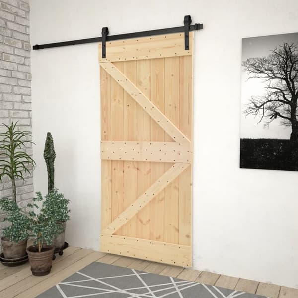 The Living Store skydedør med monteringssæt 80x210 cm massivt fyrretræ -  Døre
