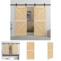Miniatyrbild 1 av 11: The Living Store Skjutdörr med beslag 90x210 cm massiv furu -  Dörrar