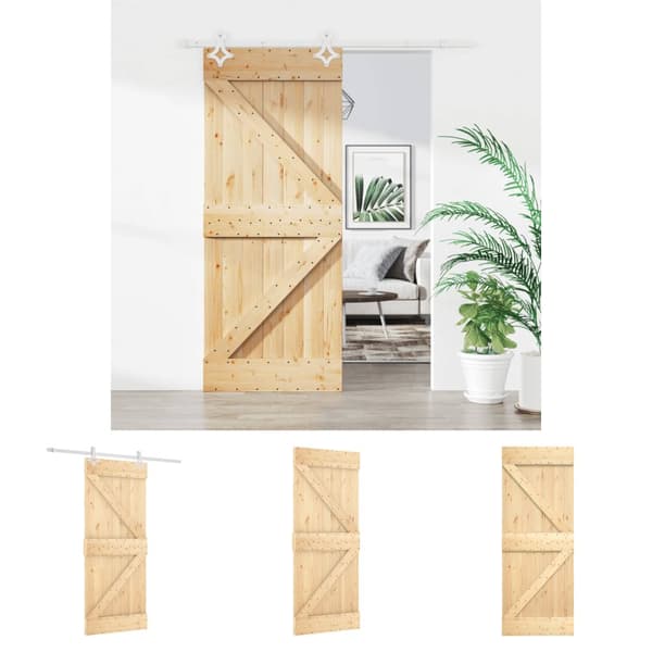 The Living Store Skjutdörr med beslag 85x210 cm massiv furu -  Dörrar