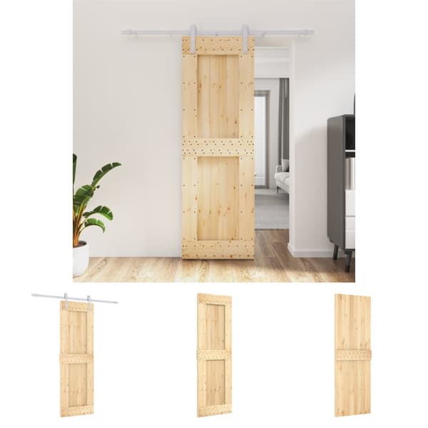 The Living Store skydedør med monteringssæt 70x210 cm massivt fyrretræ -  Døre