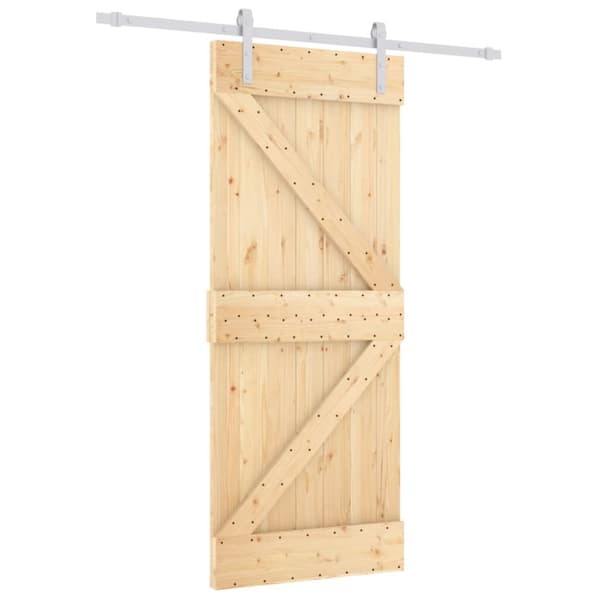 The Living Store skydedør med monteringssæt 80x210 cm massivt fyrretræ -  Døre