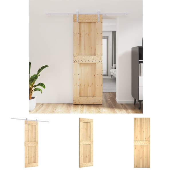 The Living Store Skjutdörr med beslag 70x210 cm massiv furu -  Dörrar