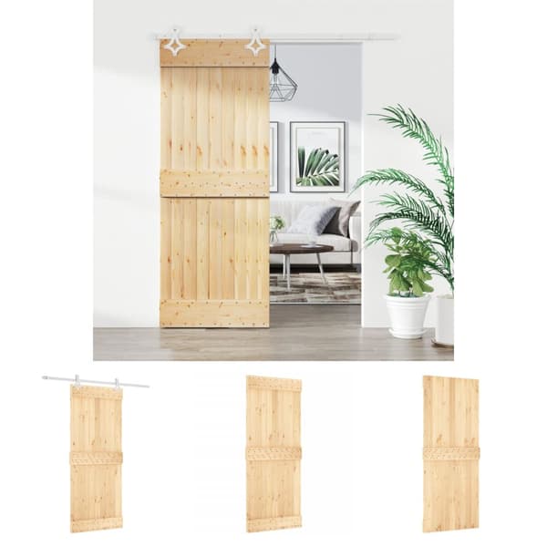 The Living Store Skjutdörr med beslag 85x210 cm massiv furu -  Dörrar