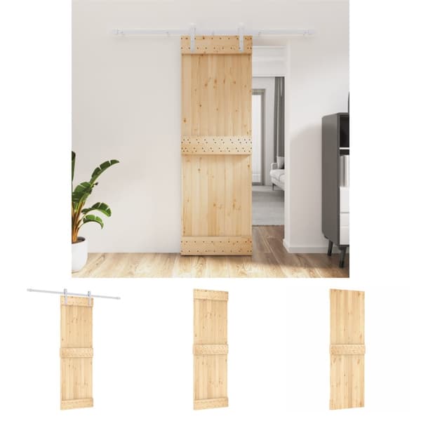 The Living Store skydedør med monteringssæt 70x210 cm massivt fyrretræ -  Døre