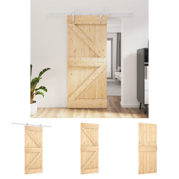 The Living Store Skjutdörr med beslag 90x210 cm massiv furu -  Dörrar