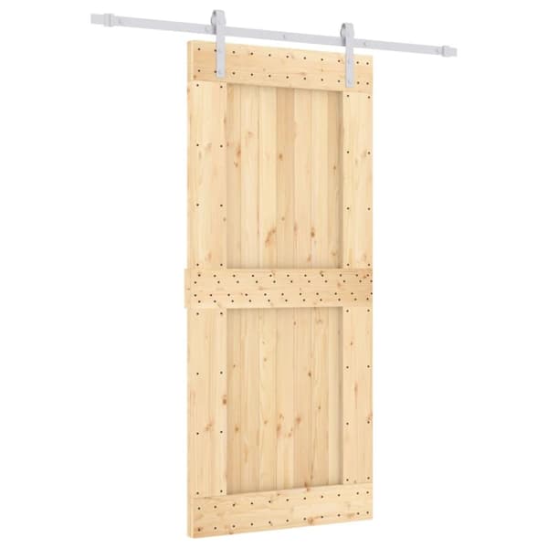 The Living Store Skjutdörr med beslag 90x210 cm massiv furu -  Dörrar
