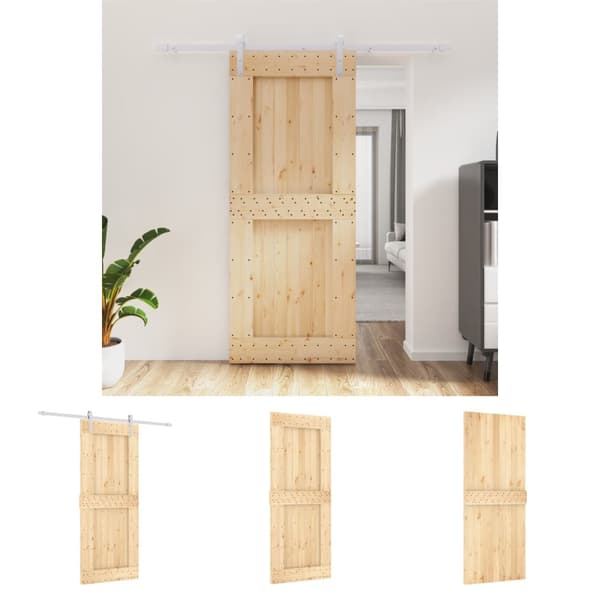 The Living Store Skjutdörr med beslag 85x210 cm massiv furu -  Dörrar