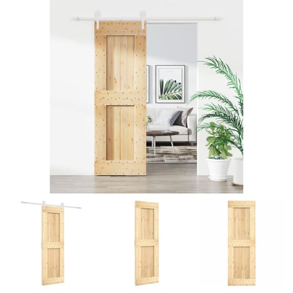 The Living Store skydedør med monteringssæt 70x210 cm massivt fyrretræ -  Døre