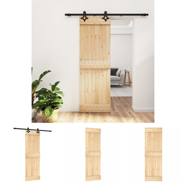 The Living Store skydedør med monteringssæt 70x210 cm massivt fyrretræ -  Døre