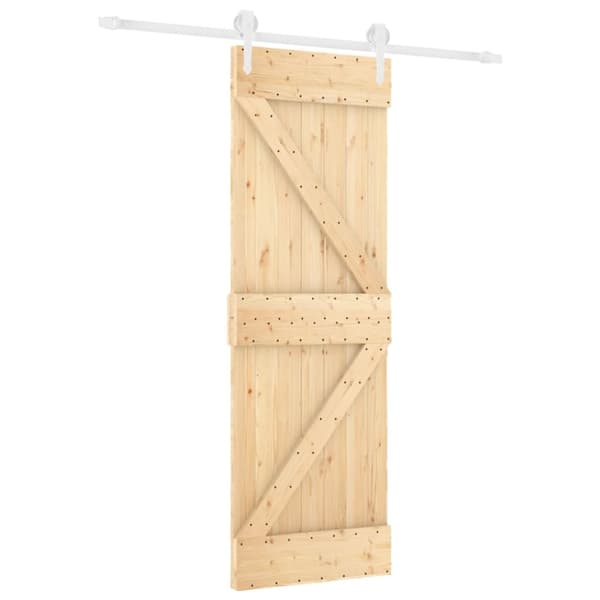 The Living Store skydedør med monteringssæt 70x210 cm massivt fyrretræ - Døre