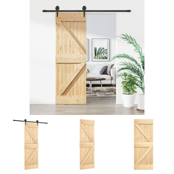 The Living Store skydedør med monteringssæt 70x210 cm massivt fyrretræ -  Døre
