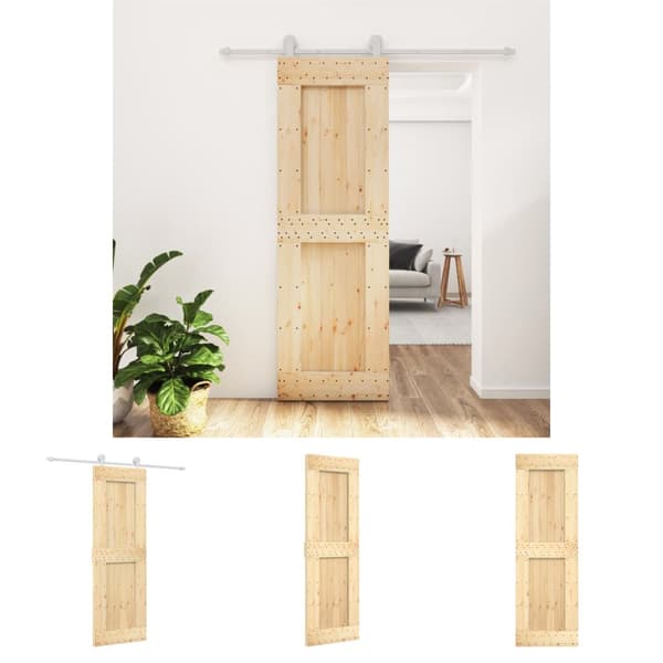 The Living Store Skjutdörr med beslag 70x210 cm massiv furu -  Dörrar