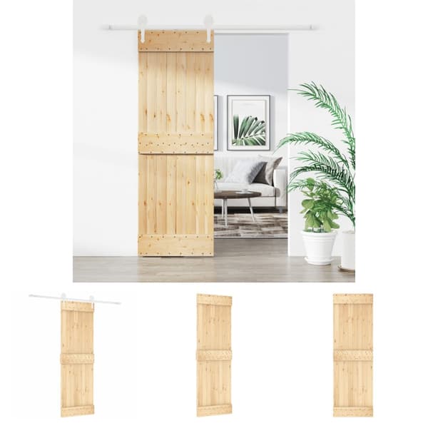 The Living Store skydedør med monteringssæt 70x210 cm massivt fyrretræ -  Døre
